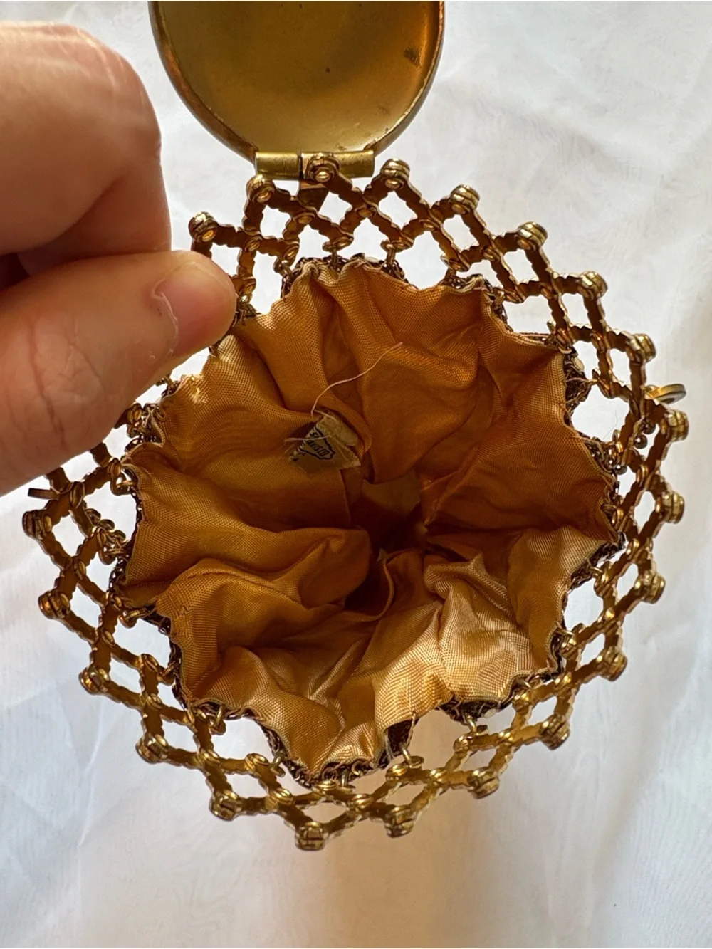 Whiting & Davis Vintage Gold Mesh Beggar Bag